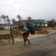 A villager walks towards a shelter as heavy rain and wind gusts rip through Orissa